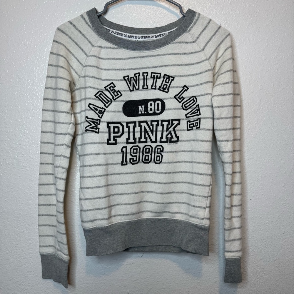 2010 Pink Victoria’s Secret Made With Love 1986 Lightweight Sweatshirt Size S